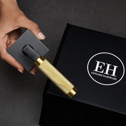 Explore Hardware Geneva Solid Brass Privacy Door Lever – Matte Black & Satin Gold Locking Handle for Bedroom or Bathroom Doors by Explore Hardware - Image 5