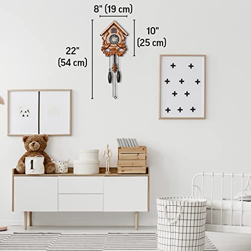 Timegear Cuckoo Clock With Night Mode, Singing Bird And Carved Wood Decorations (Cherry) #TOP3