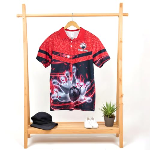 BOZENTIM Camisa polo de boliche 3D para homens e mulheres, camisa de jérsei de boliche, camisetas de
