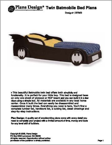 Children's Batman Bat Mobile Bed Project Plans -Design #1BTMB