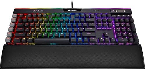 Corsair K95 Platinum XT RGB Mechanical Gaming Keyboard (Cherry MX RGB Speed Keys: Linear and Rapid, Per Key Multi-Colour RGB Backlighting, Detachable Plush Palm Rest, QWERTY UK Layout) - Black