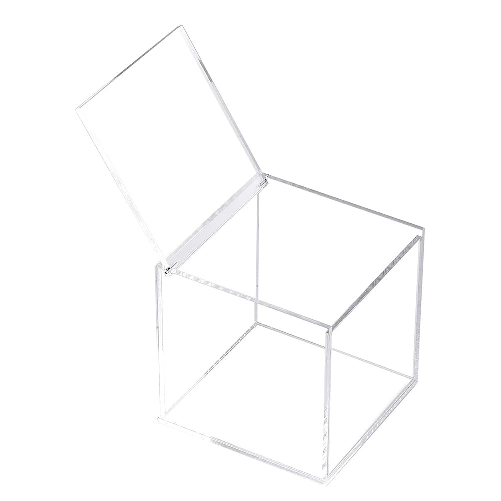 Veemoon Small Acrylic Box with Lid, Clear Coffee Pod Holder Squre Tea Bag Organizer Plastic Coffee Capsule Storage Containerfor Home Office Tea Room Space Saving, 12x12cm