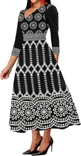 Image of VisiChenup African Print Dress for Women Casual Midi Dress