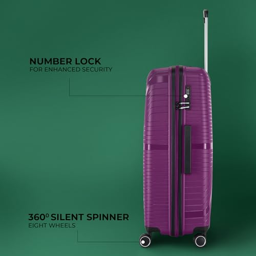 Image of Stony Brook Nasher Miles Axis 75 Cm 28 Inch Polypropylene Hard-Sided 4 Wheels Spinner Check-in Luggage Trolley Bag (Wine Purple)
