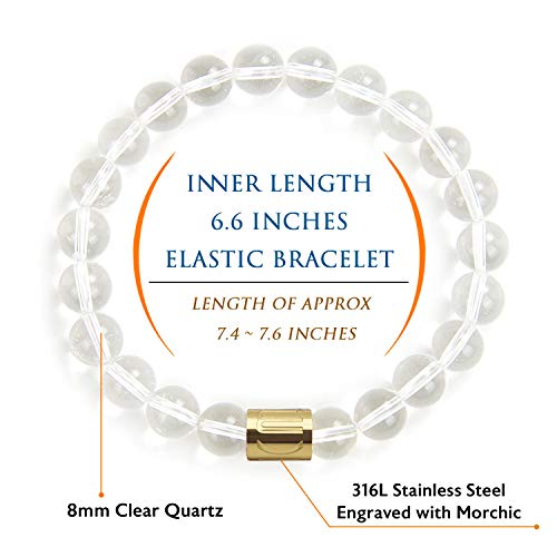 Morchic 8mm Genuine Gemstone Stretch Bracelet for Women Men Unisex, Natural Energy Crystal Stone Beads, Classic Simple Design Cuff Birthday Gift 7.5 Inch3