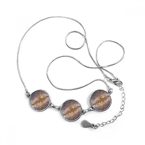 Bijoux pendentif collier univers galaxie jaune bleu foncé motif rond chaîne
