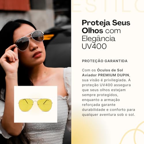 Óculos De Sol Aviador Unissex Lentes Proteção UV Armação Reforçada Moda Classica Estilo Casual PREMI