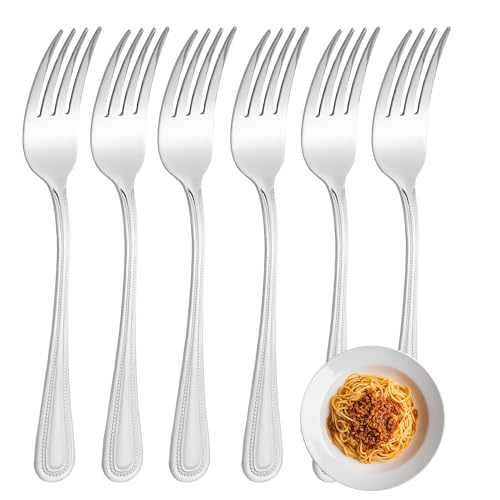 FAMILY Pack 6 Tenedor de Mesa 19.8x2.5CM Acero Inoxidable Diseño Punto, Elegancia y Funcionalidad para Cada Ocasión, Cubiertos de Alta Gama para Hogar y Restaurante