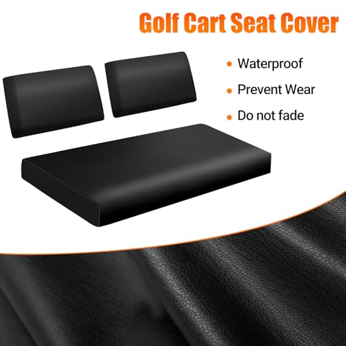 Image of Golf Cart Front Seat Covers Staple On Replacement for EZGO Marathon Golf Cart Seat Black Micro Fiber Leather Seat Cover