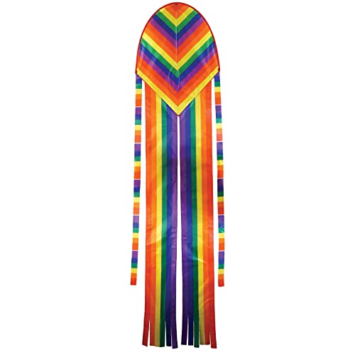 In the Breeze 3350 — 22" Rainbow Stripe Dancing Dragon Kite — Easy Flying Single Line Kite