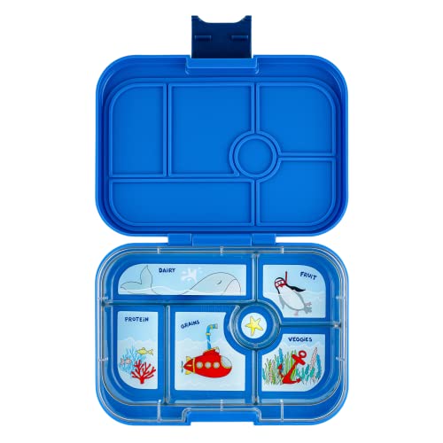 Yumbox (ユムボックス) 子供用弁当ランチボックス (2~7個)。漏れ防止の5つのコンパートメントデザイン。標準的なランチバッグにフィット。開けやすいラッチ。ヘルシーな分量管理。軽量、丈夫でBPAフリー(サーフブルー)