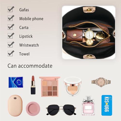 Bolso bandolera vintage para mujer de cuero sintético miniatura 6