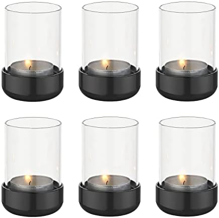 Faveaux Tea Light Holders Tealight Holders Glass Tealight Holder Set For Party Wedding Candle Graduation Birthday Gifts For Women Home Decorative Pack Of 2,Black Nickel