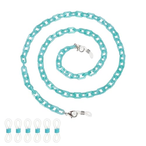 sourcing map Elegante cadena acrílica para gafas de sol para mujer, cadena de cordón de acrílico para máscara de sol de moda, Azul y verde., talla única