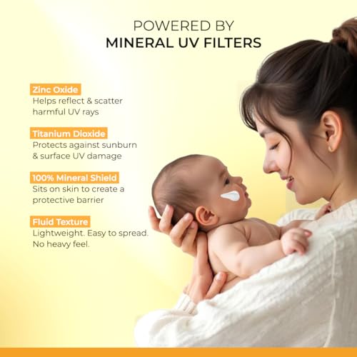 Image of UV Doux Junior Mineral Fluid Sunscreen SPF 50 for Babies & Kids | 100% Mineral Zinc Oxide | Chemical Filter Free | Fragrance Free | No White Cast | DermatologicallyTested | 50 g