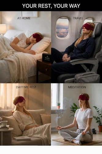 Image of Eye Mask for Sleeping for Women, Velvet Super Soft Sleep Mask Blind Fold for Comfortable Sleep, Travelling, Meditation & Relaxation, Eye Pad for Girls, Blind Fold for Sleeping - Maroon (Pack of 1)