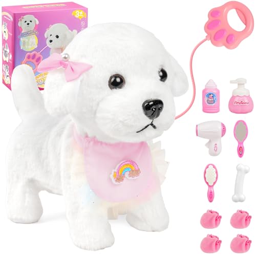 Vicloon Peluche Jouet pour Interactif Chien, Marche et Aboie en Laisse, Jouets Électroniques...
