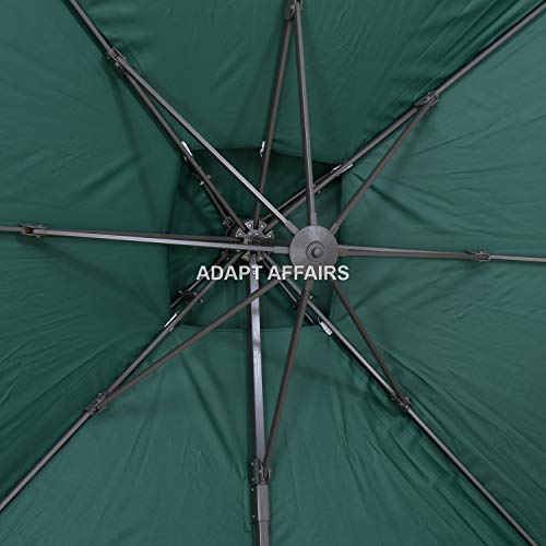 Image of Invezo Outdoor Garden Patio Umbrella (360 degree rotating feature with Base) 8.2 x 8.2 sq ft Terrace /Balcony /Lawn Heavy Duty Shed (White)
