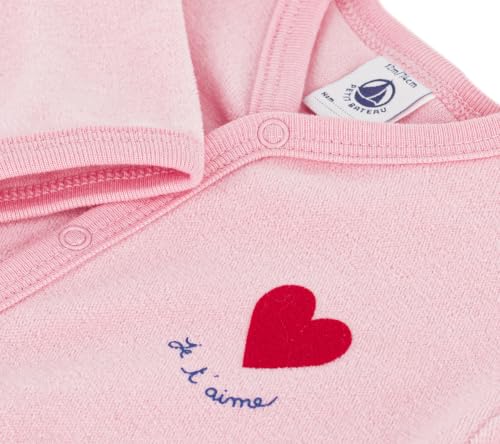 Petit Bateau Pyjama Bébé en Velours Uni avec Motif Placé, 12M, Rose