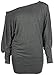 Hot Hanger Womens PLUS SIZE Batwing Top Plain Long Sleeve Off Shoulder Big Size Tshirt Top 16-26 (24-26 XXXL, Charcoal Grey)
