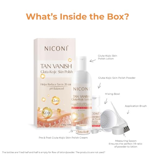 Image of NICONI Gluta-Kojic Skin Polish | D-Tan Professional Face Pack for Brightening & Glow | Instant Tan Removal & Dead Cell Exfoliation | Smooth Radiant Finish | 180g