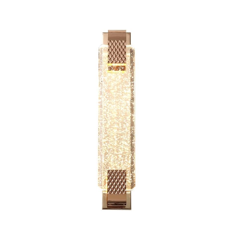 Gold LED Wall Sconce with Bubble Crystal Stick Wall Light Modern Bathroom Vanity Wall Lamp, Three-Color Dimmable,Exterior Flush Fixture,for Stairs Hotel Villa Cafe Office Courtyard(15.7in)