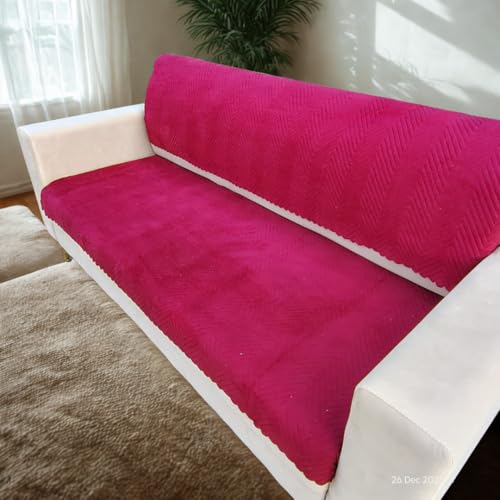 Image of Homerz Premium Velvet Sofa Cover Panel | Soft & Velvety Fabric | Rich Vibrant Colours | Sofa Protector for Living Room (Maroon, 3 Seater, Seat Cover with Backrest)