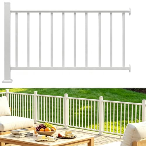 Atemou 5FT White Deck Railing Kit for Deck, Porch, Patio & Balcony