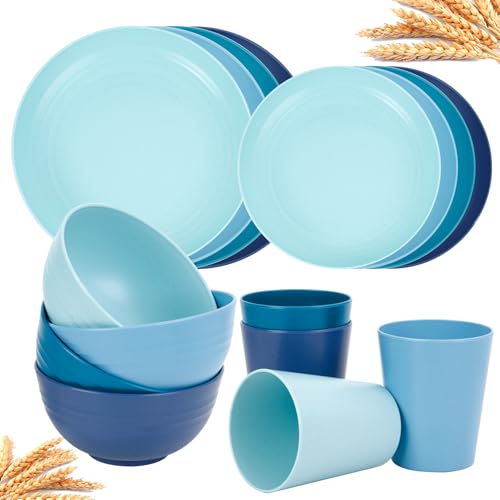Rubtlamp Wheat Straw Dinnerware Set 16pcs Unbreakable