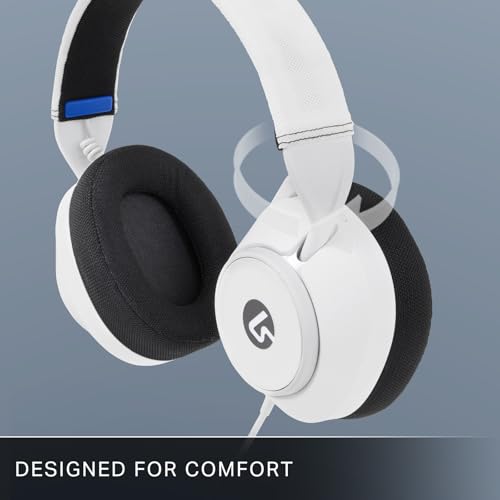 Image of PowerA LucidSound LS10P Gen 2 Wired Gaming Headset with 50mm Drivers, Flip-to-Mute Mic, Tempest 3D Audio, Swivel cups, Lightweight & Glasses-Friendly for PS5, PS4 & PC, White