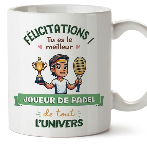 Mugffins Tasses pour JOUEUR DE PADEL - En Français - Cadeau original homme - Meilleur Univers Trophée - 11 oz / 330 ml