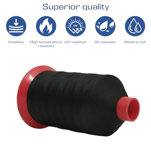 Hilo de Nylon 66 para Costura 630D/3 T210#207 Negro 2000 Yards 16 OZ miniatura 3