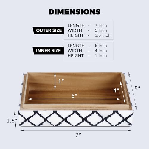 Image of Moroccan Pattern Inspired Collection, Storage Organizer Decorative Box Multipurpose Gift - Moroccan B&W 5x7x1.5 inch