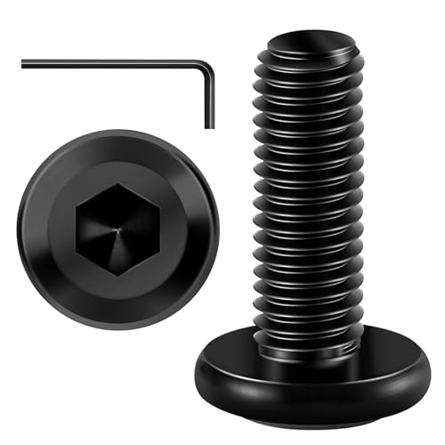 20 Stück M6 x 20 Schrauben, Flachkopfschrauben, Innensechskant Edelstahl A2 V2A Vollgewinde Schwarzes Oxid mit Hex Key