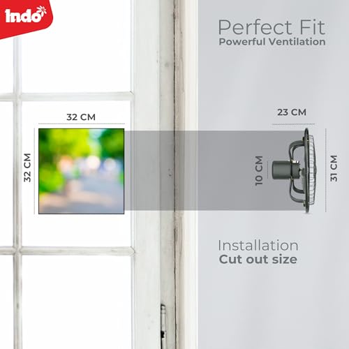Image of Indo High Speed Fresh Air Exhaust Fan| 9 Inch Blade Fan| Powerful Motor| Suitable For Kitchen, Industries| 2 Years Warranty,Grey