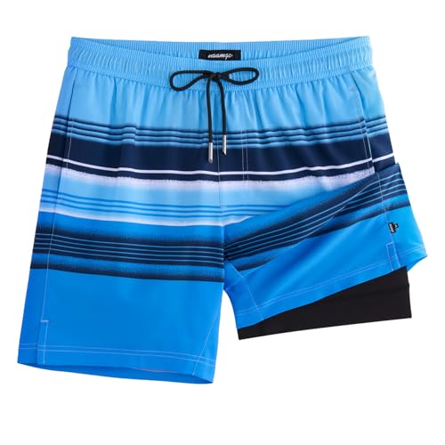 Image of maamgic Mens Swim Trunks with Compression Liner 7 Inch Inseam Mens Bathing Suit Quick Dry Swimming Trunks Swimsuit