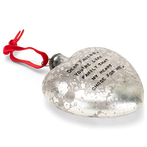 Demdaco Friend Silver Tone 4 X 3.5 Blown Glass Holiday Decorative Hanging Ornament #TOP2