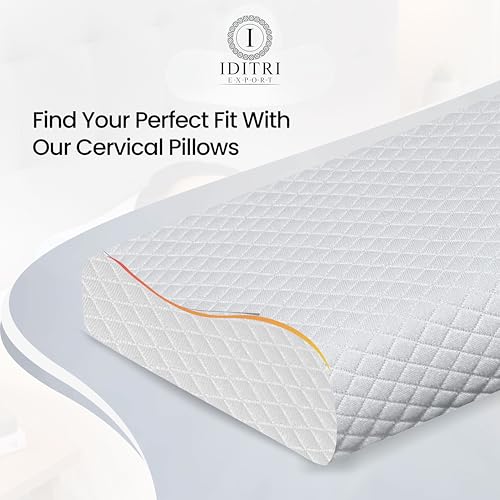 Image of Cervical Memory Foam Pillow for Neck and Shoulder Pain Relief, Ergonomic Contour Design for Back and Side Sleepers, Breathable White Cover, 60 x 35 x 12 cm Orthopedic Bedding Support