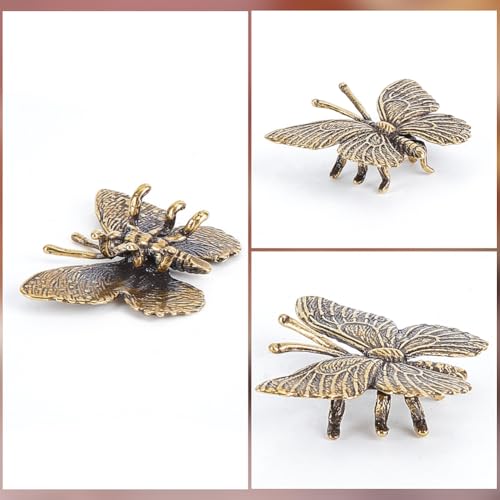 Conjunto de 3 Mini Estatuas de Mariposa en Latón Retro miniatura 5