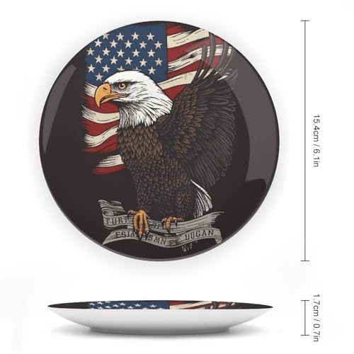 Plato decorativo de porcelana USA Patriotic Eagle 6 pulgadas miniatura 2