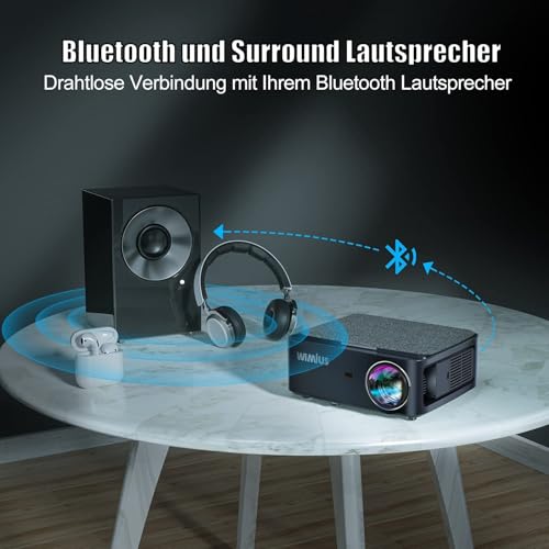 Beamer, Full HD 1080P 28000 Lumen Beamer 5G WiFi Bluetooth Beamer 4K Unterstützung, LED Heimkino Video Beamer 300 ’’ Display, kompatibel mit Fire Stick,Smartphone,PS5 Projektor