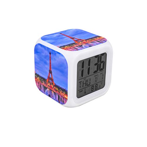 Egs New Eiffel Tower Dusk Lights Digital Alarm Clock Blue Desk Table Led Alarm Clock Creative Personalized Multifunctional Battery Alarm Clock Special Toy Gift For Unisex Kids Adults #TOP5