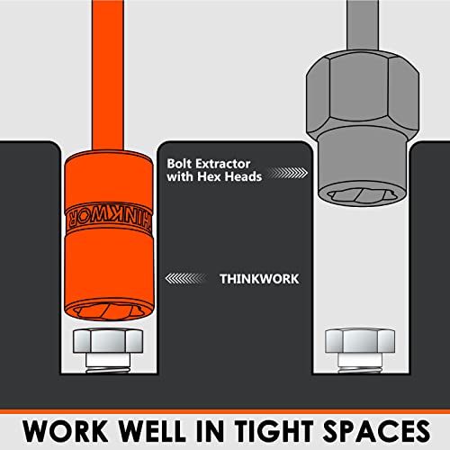 Thinkwork Bolt Extractor Set, 20 Pieces Impact Bolt & Nut Remover Set, Stripped Lug Nut Remover, Extraction Socket Set For Removing Damaged, Frozen, Rusted, Rounded-Off Bolts, Nuts & Screws #TOP1