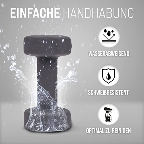 Foto von Apollo Kurzhantel-Set für Fitnessstudio, 2 x 5 kg, inklusive Hantelhalter, für Frauen und Männer