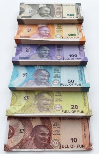 Image of Dummy Playing Money (6 X 100=600 Notes) for Kids Denomination Learning Money 10 | 20 | 50 | 100 | 200 | 500 Artificial Playing Money, Learn Money Skills, Lookalike Dummy Note only for Play Purpose