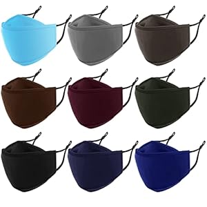 Dkmord 9 Pack Reusable Cloth Face Mask Washable, 4D 4 Layer 100% Cotton Masks with Adjustable Ear Straps & Nose Wire…