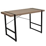 Flash Furniture Hanover Park Rustic Wood Grain Finish Console Table with Black...