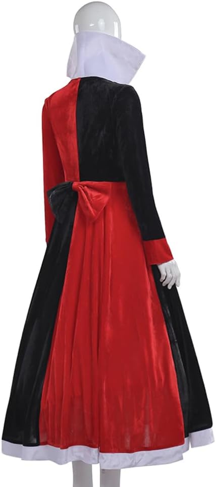 Queen of Heart Costume Red Queen Dress Womens Wonderland Halloween Cosplay Fairy Tale Party Ball Gown