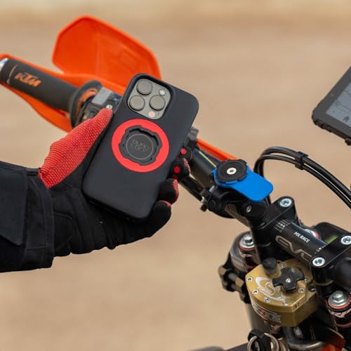 Image of Quad Lock Handlebar Clamp Motorcycle Phone Mount with Vibration Dampener and MAG Phone Case for iPhone SE (3rd / 2nd Gen) & 8 /7