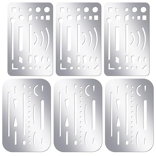 Bewudy 6 plantillas de acero inoxidable para pirograbado, herramientas de dibujo, goma de borrar de metal, herramienta de protección para dibujo mecánico, artista, diseño técnico | Ya disponible en tu tienda friki favorita! En mundofriki.es!